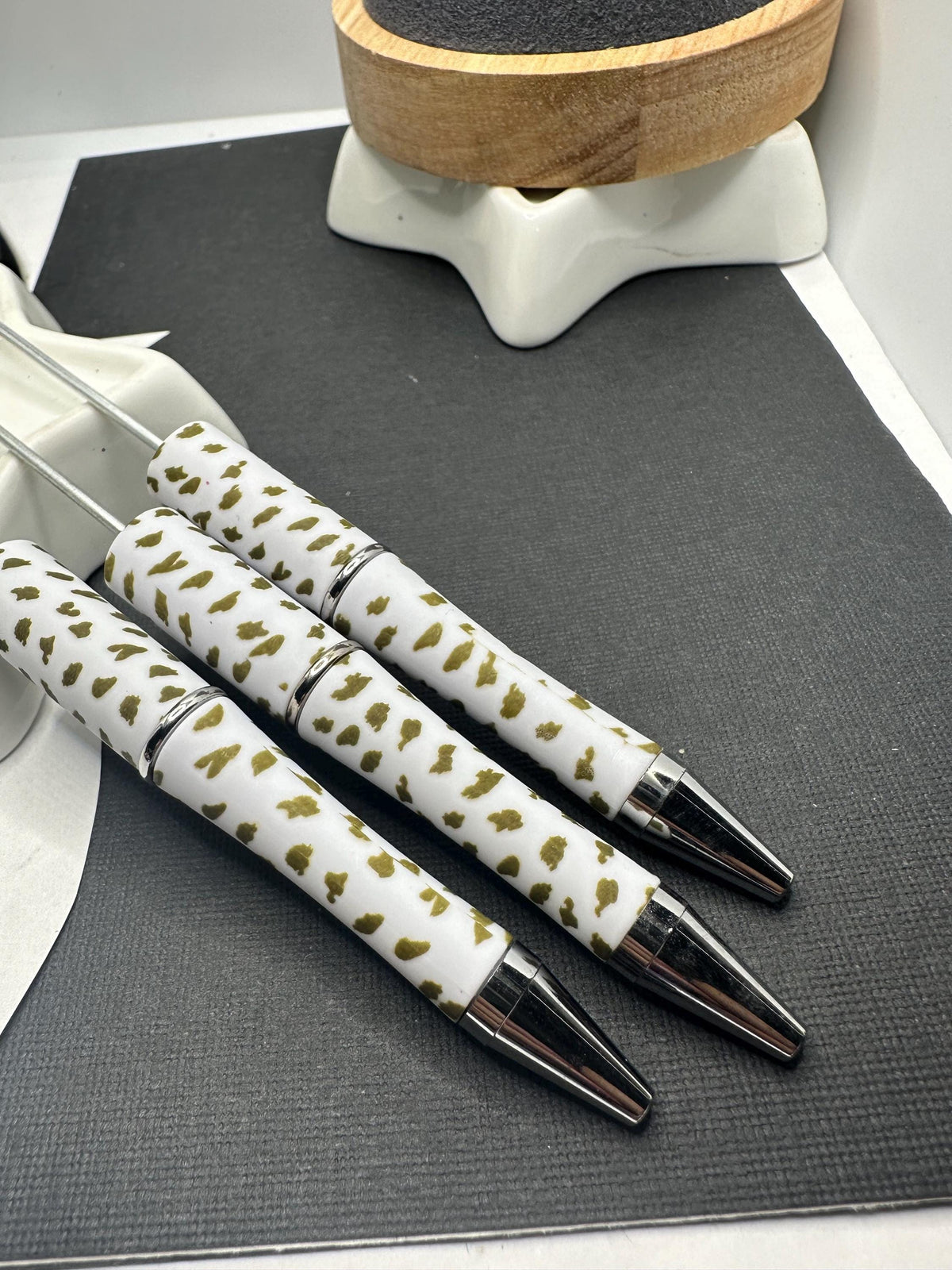 Gold Splotch Pattern, Beadable pen blank, black ink, pen for silicone beads, for acrylic beads, pens for crafting, beadable blanks supplies