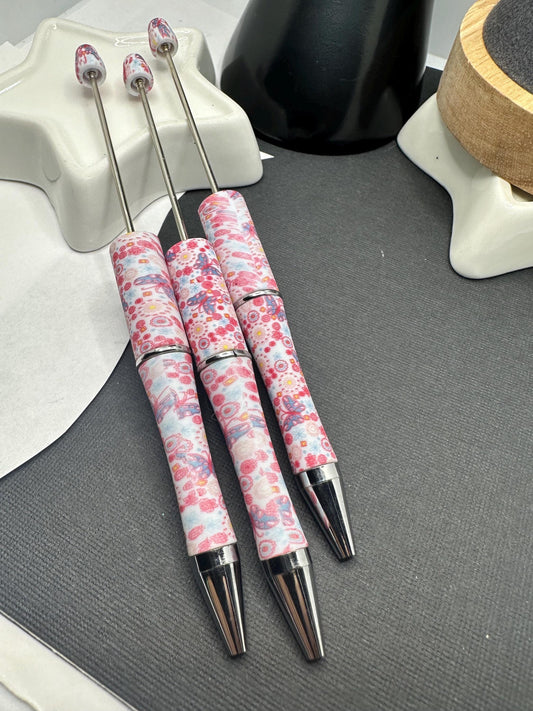 Butterfly floral, Beadable pen blank, black ink, pen for silicone beads, for acrylic beads, pens for crafting, beadable blanks supplies