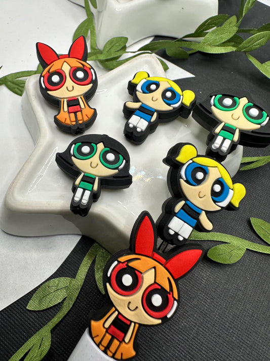 Super Heros Girls Cartoon Silicone focal bead, cute bead for pens, bead for beadable items, bead double sided silicone bead