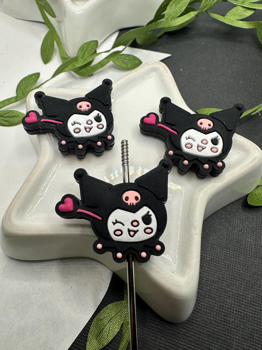 Kuromi character bead, Silicone focal bead, cute bead for pens, bead for beadable items, bead double sided silicone bead 24mm