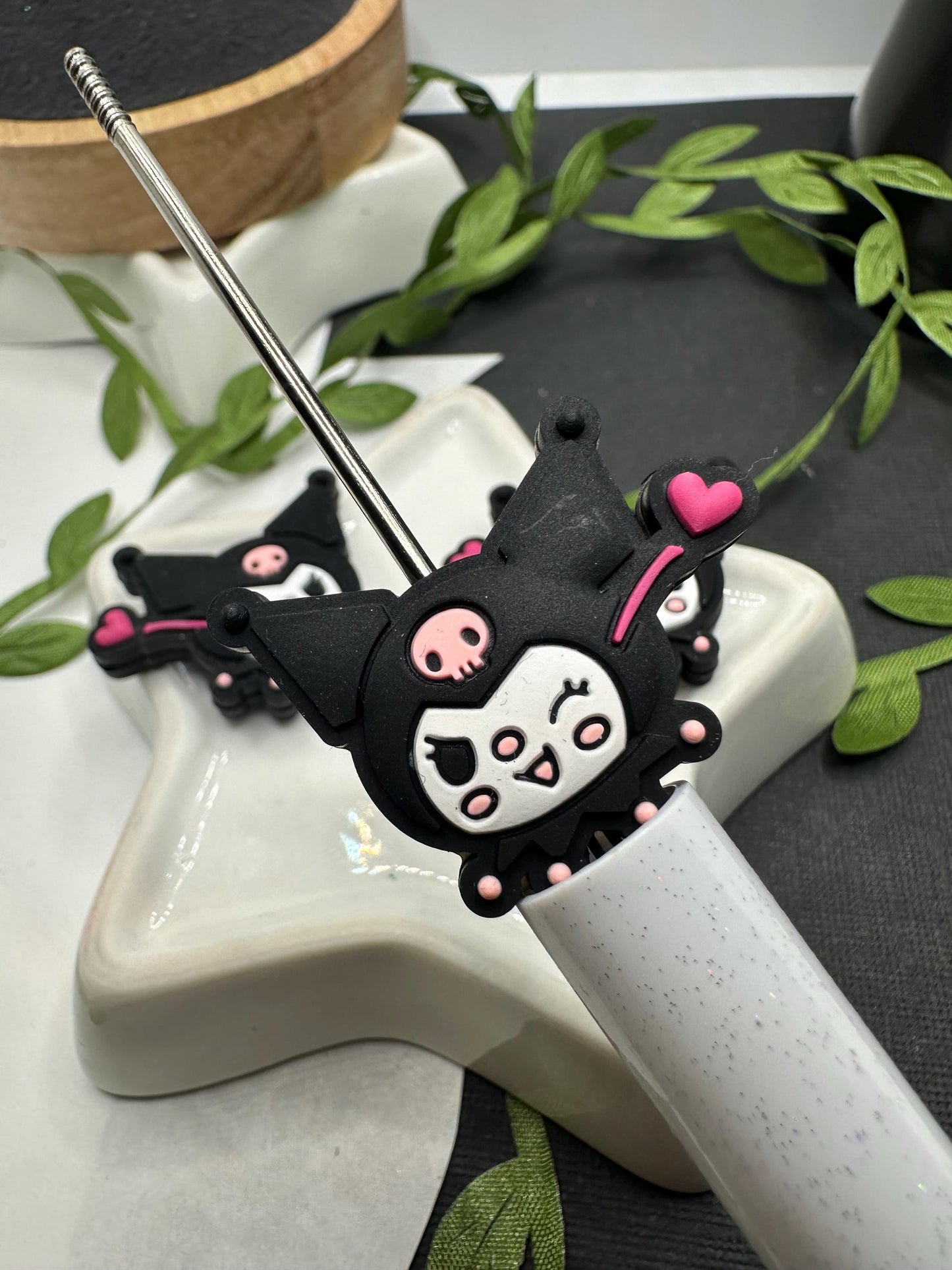 Kuromi character bead, Silicone focal bead, cute bead for pens, bead for beadable items, bead double sided silicone bead 24mm