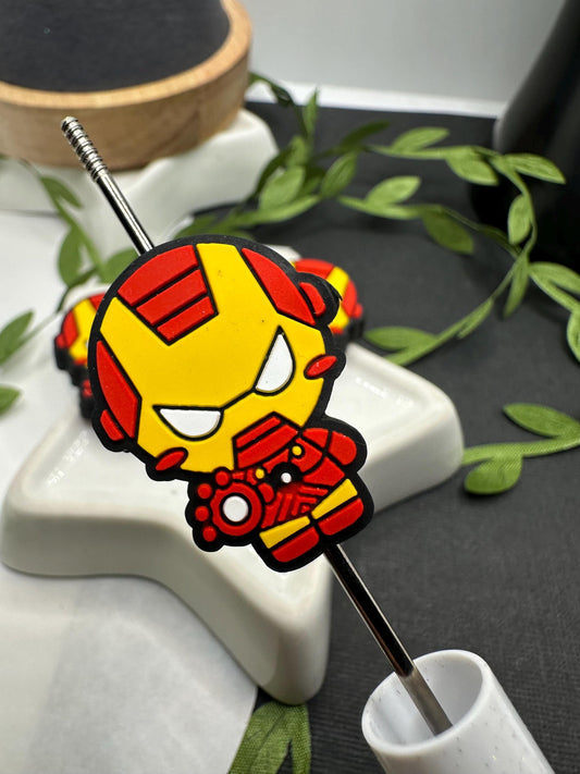 Super Hero Iron Boy Bead, Silicone focal bead, cute bead for pens, bead for beadable items, bead double sided silicone bead 30.5mm