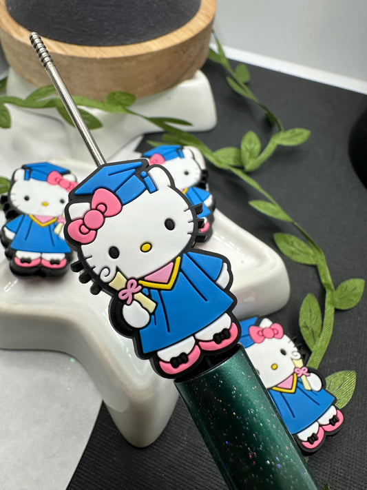 Kitty graduate HK Silicone focal bead, silicone bead, silicone bead for pen, crafting beads, supplies, focal, silicone supply bead 34mm