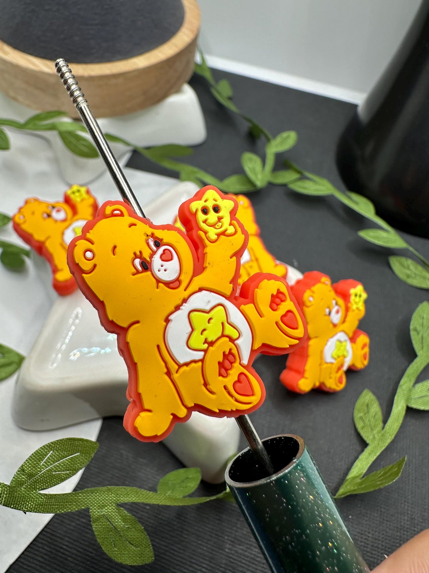 Care Bear laugh a lot Silicone focal bead, silicone bead, silicone bead for pen, crafting beads, supplies, focal, silicone supply bead 34mm