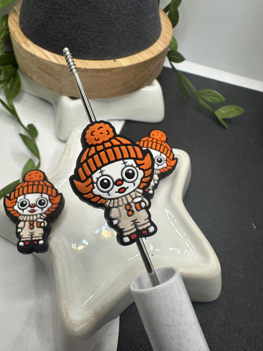 Horror character Clown Fall, Silicone focal bead, cute bead for pens, bead for beadable items, bead double sided silicone bead 29mm