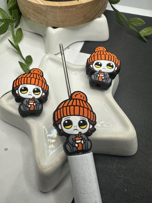 Horror character M Meyers Fall, Silicone focal bead, cute bead for pens, bead for beadable items, bead double sided silicone bead 30mm