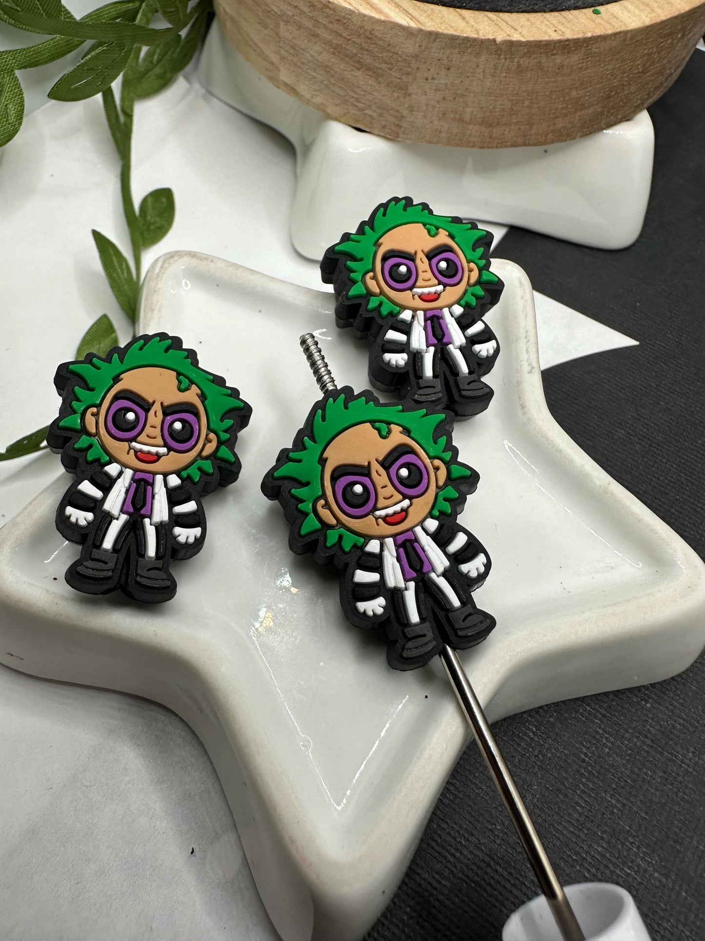 Beetle juice character bead for pens, crafting beads, supplies, focal, silicone bead, focal for beadable items, beadable supplies 1pc 29mm