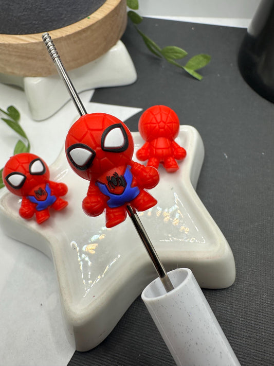 3D Superhero spider, cute silicone hero bead, beads for pens, double sided printed silicone bead, focal bead, crafting bead 24mm