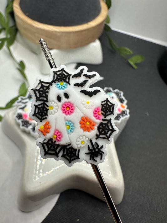 Ghost floral spider webs silicone bead for pens, crafting beads, supplies, silicone supply bead, silicone focal for beadable items, beadable