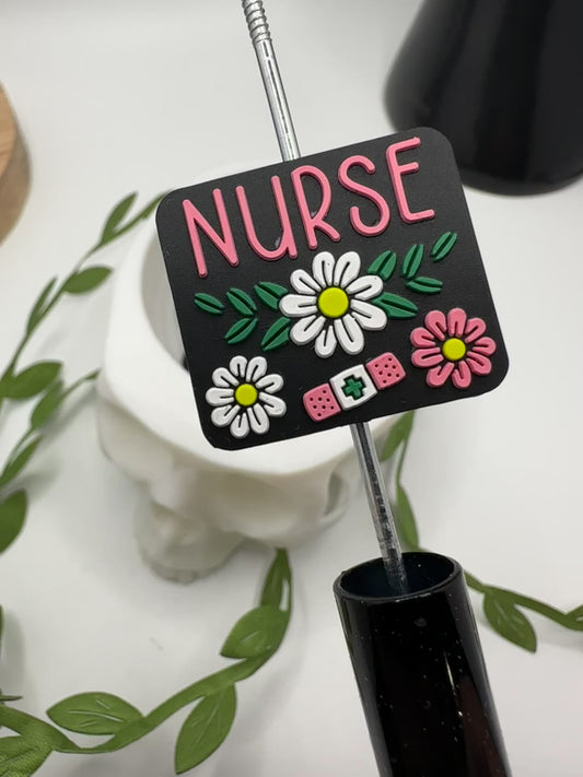 Nurse Floral bead, bead for pens, crafting beads, supplies, focal, supply bead, silicone focal beadable items, 1pc, 25.5mm