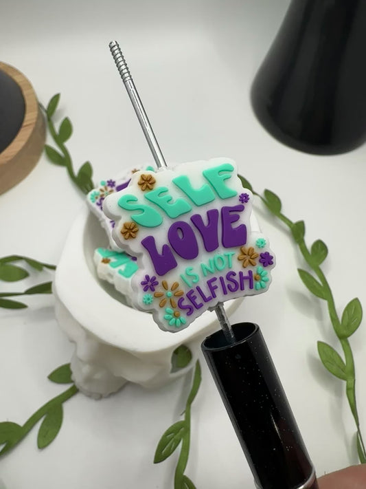 Self Love focal bead, silicone bead, silicone bead for pens, crafting beads, supplies focal, silicone supply bead 30mm