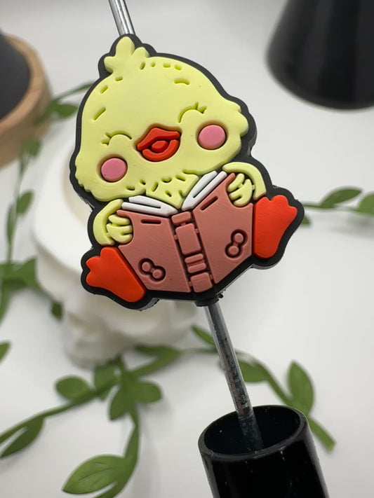 Chick Bookworm focal bead, silicone bead, silicone bead for pens, crafting beads, supplies, focal, silicone supply bead 29mm