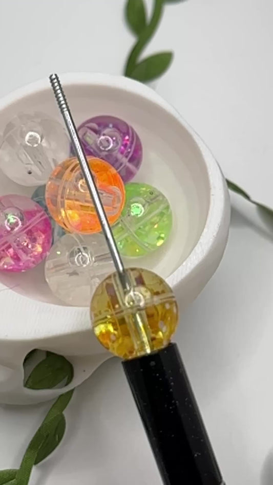 Fancy Water filled bead, 15mm beads for pens, beading supplies, beading, 5pc bag Glitter filled water bead