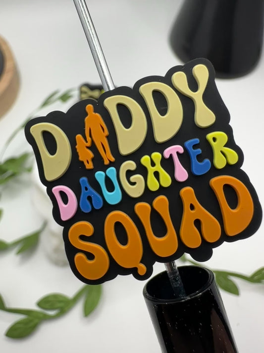 Daddy Daughter Squad focal bead, silicone bead, silicone bead for pens, crafting beads, supplies, focal, silicone supply bead 28.5mm