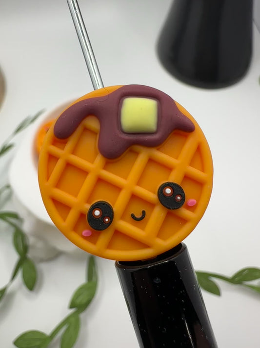 Cute Waffles focal bead, silicone bead, silicone bead for pens, crafting beads, supplies, focal, silicone supply bead 27mm
