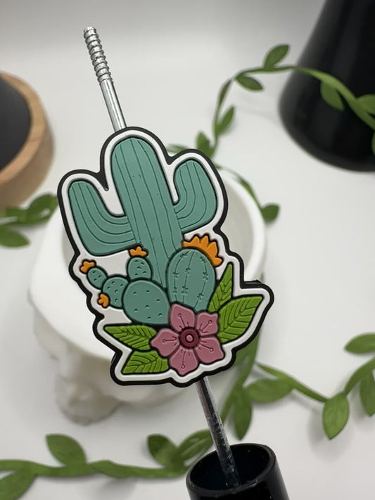 Cactus with flower focal bead, silicone bead, silicone bead for pens, crafting beads, supplies, focal, silicone supply bead 32.5mm