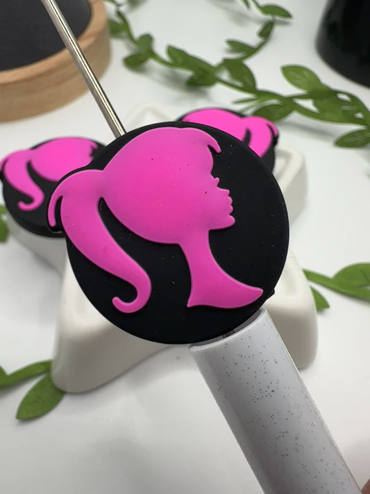 round Doll head with bow, silicone focal bead, cute bead for pens, bead for beadable items, character bead double sided silicone bead 29mm